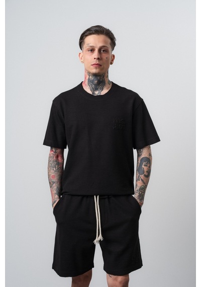 Respire Erkek Pis Dikişli Regular Fit T-shirt Siyah