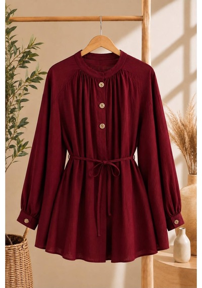 Miss Meliss Salaş Gömlek Bordo Bordo
