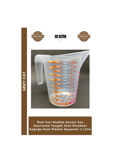 Özel Seri Mutfak Düzeni Sos Hazırlama Tezgah Üstü Ölçükabı Sağlığa Dost Plastik Dayanıklı 1 Litre Belirtilmemiş
