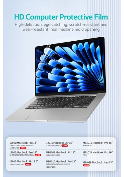 MacBook Pro 16 İnç Uyumlu Hd Şeffaf Ekran Koruma Filmi Çizilme Karşıtı