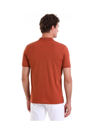 Hatemoğlu Tarcin Comfort Fit Düz 100% Pamuk Polo Yaka Tişört Kahverengi