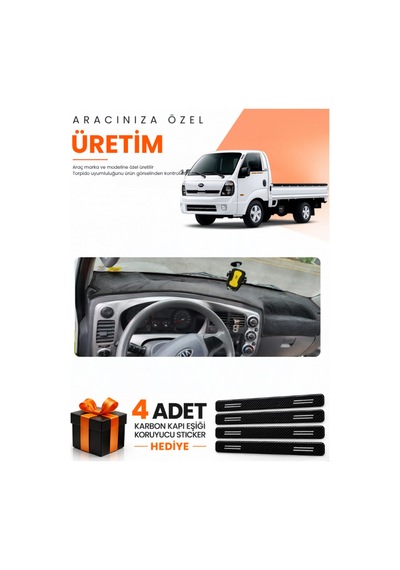 Kia Bongo 2004-2019 Uyumlu Torpido Koruma Örtüsü Oto Kılıfı - Siyah