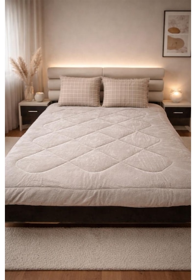 Kare Wellsoft 195x215 Cm Çift Kişilik Yorgan Takımı Bej Bej