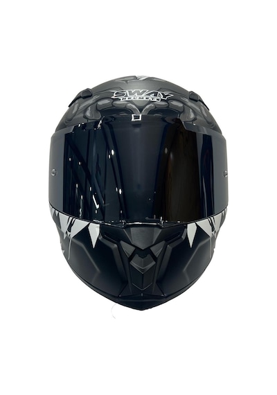 Sway 820 Full Face Aynalı Vizör Kapalı Motosiklet Kaskı M Beden Monster Model Gri - Kırmızı