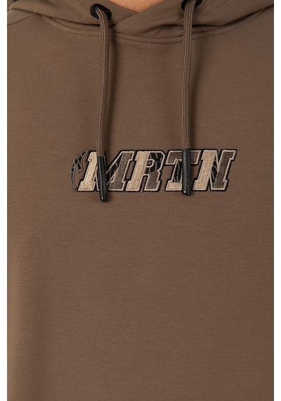 Maraton Sportswear Oversize Erkek Kapşonlu Düşük Kol Basic Kakao Sweatshirt 22465-kakao