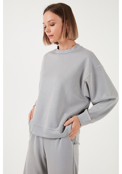 Lela Streç Bisiklet Yaka Oversize Fit Scuba Bayan Sweat 5865879 Gri Lela Streç Bisiklet Yaka Oversize Fit Scuba Bayan Sweat 5865879 Gri