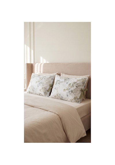 Okaliptüs Desenli Bağcıklı Yastık Kılıfı 50x70 Cm %100 Pamuk Dekoratif Yastık Kılıfı Yeşil - 909641241 Yeşil