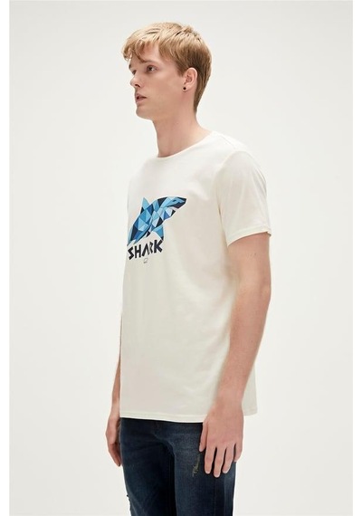 Bad Bear Shark Erkek Tişört-6484 Off-white Kırık Beyaz