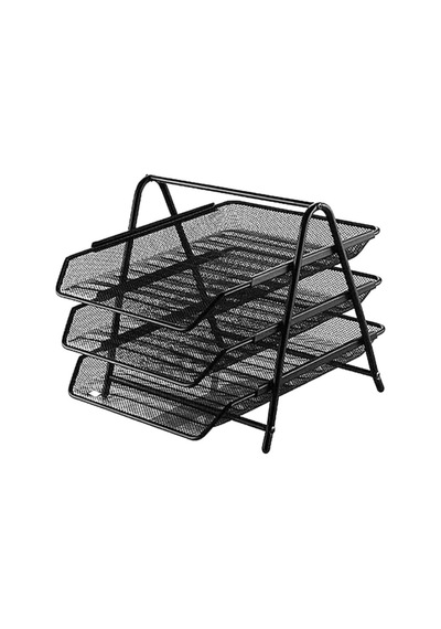 Ayrex Masaüstü Organizer 3 Lü Metal Evrak Rafı Siyah, 3226699885669