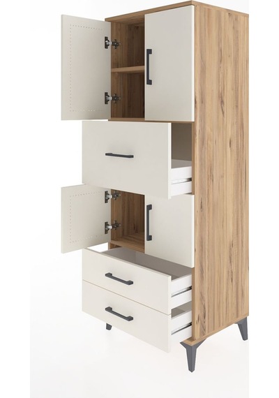 Hyperion Dolap 3 Raflı 3 Çekmeceli 4 Kapaklı 60x44x163 Çam-ay... Çam