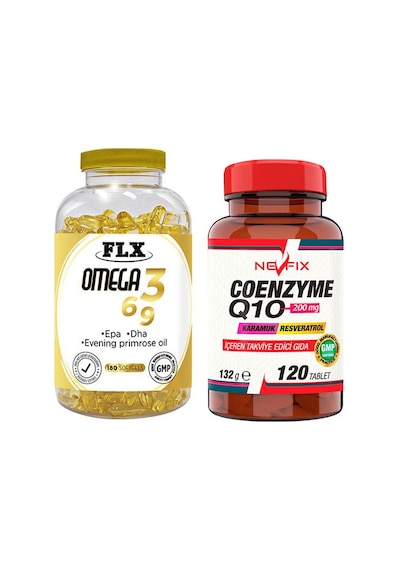 Flx Omega 3-6-9 Balık  Yağı 180 Softgel & Nevfix Coenzyme Q10 200