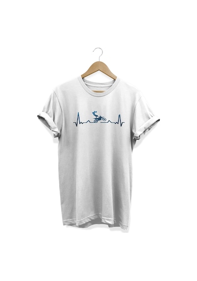 Kalp Atışı Baskılı Beyaz T-shirt Beyaz