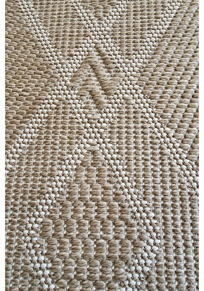 Leiva Home Lara 05 Krem Bej Sisal İskandinav Modern Kaymaz Taban Yumuşak Özel Ölçü Salon Koridor Halısı 0220-krem
