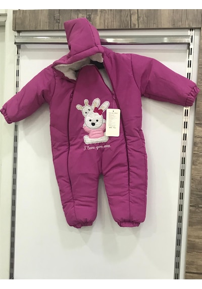 Kız Bebek Astronot Tulum Koyu Pembe