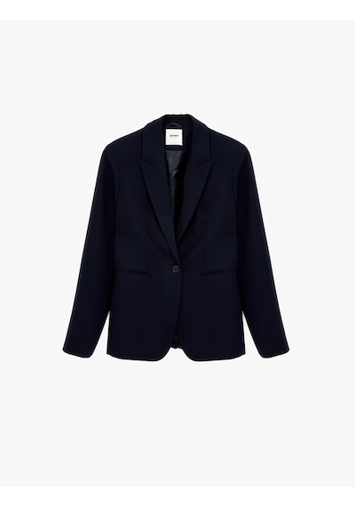 Koton Düğmeli Cepli Geniş Yaka Krep Blazer Ceket Lacivert 6sak50039uw Lacivert