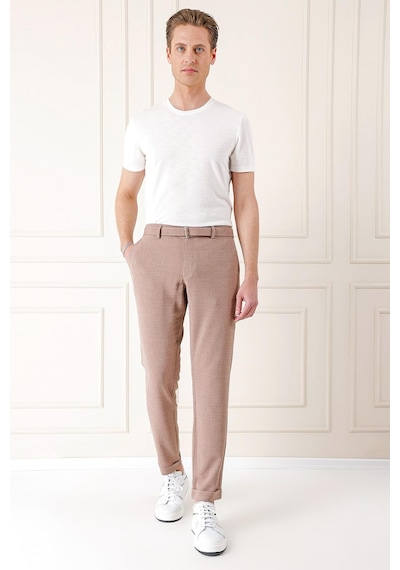Efor Comfort Fit Belden Kumaş Kemerli Pamuk Bej Jogger Pantolon P 1154 Bej