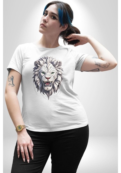 Beyaz Kaplan Kükreme Unisex Unisex Beyaz Organik Baskılı T-shirt Penye Yüksek Kalite Beyaz