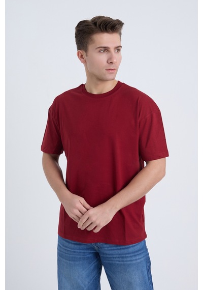 Velvoria Unısex Oversize Basic Bordo T-shirt