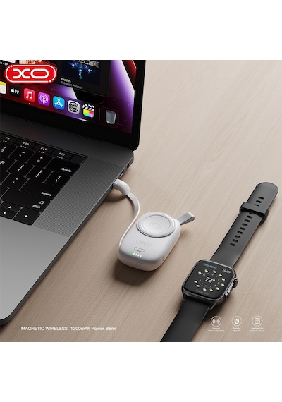1200mah Watch Uyumlu Kablosuz Mini Powerbank Type-c Usb-a Girişli 2.5w Şarj Cihazı