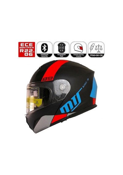 M966 V2 Wx89 Motosiklet Kaskı Güneş Vizörlü Çene Açılır Motorcu Kask Çok Renkli