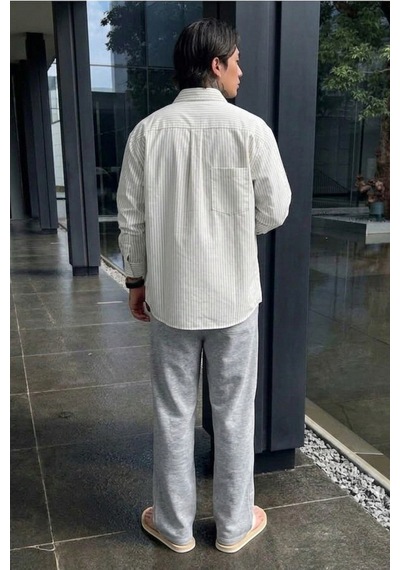 Tarz Cool Erkek Regular Fit Düz Paça Bağcıklı 2 İplik Pamuklu Pantolon Eşofman Alt Gri