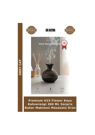 Premium H15 Flower Koyu Kahverengi 300 Ml Sürpriz Buhar Makinesi Masaüstü Ürün