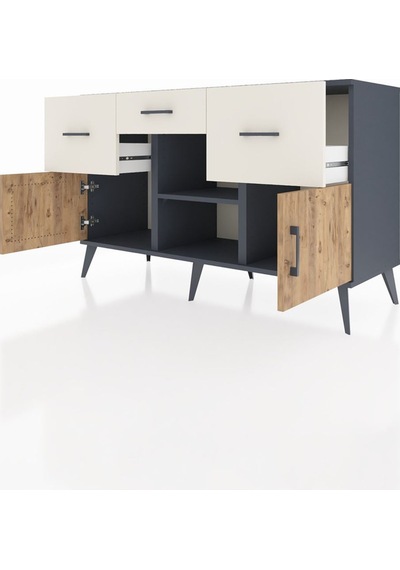 Hyperion Konsol Tek Raflı 3 Çekmeceli 3 Kapaklı 132x44x83 Antrasit-çam/aytaşı Çam/aytaşı Hyperion Konsol Tek Raflı 3 Çekmeceli 3 Kapaklı 132x44x83 Antrasit-çam/aytaşı Çam/aytaşı