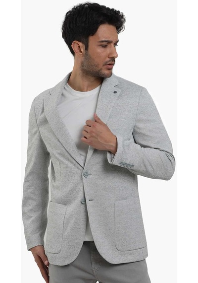 Dufy Haki Erkek Slim Fit Armürlü Mono Yaka Ceket - 104433-haki Haki