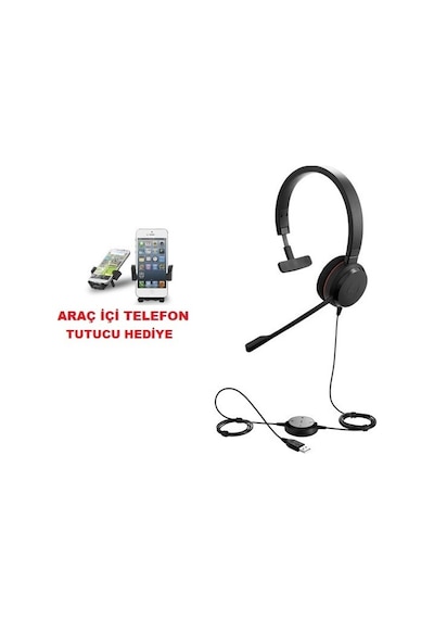 Jabra Evolve 20 Mono USB NC MS Kulak Üstü Kulaklık + Telefon Tutucu