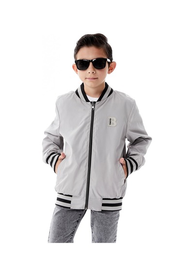 Benitto Kids Erkek Çocuk Kapüşonlu Çift Taraflı Mevsimlik Yağmurluk 51364 Gri