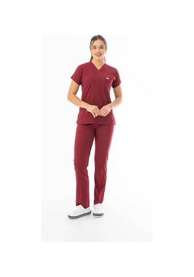 Likra Yarasa Kol Doktor Hemşire Forması Bordo Lyrs1003 Bordo