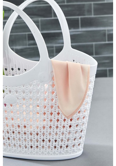 Silikon Premium Kolay Saklanabilir Sepet Çanta Organizer, 5,5lt, 30x17x31cm Silikon Beyaz 30 X 17 Tr Diğer