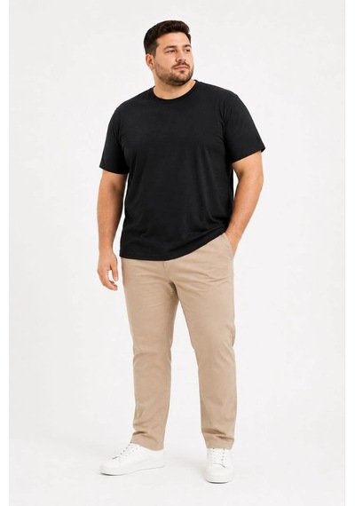 Erkek Battal Big Size Basic Tişört Bisiklet Yaka Rahat Kalıp T-shirt - Siyah Çok Renkli