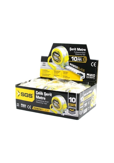 Sgs Tools Sgs-2063 Şeffaf Stoplu Şerit Metre - 10 M X 25 Mm- 12'li Paket Diğer