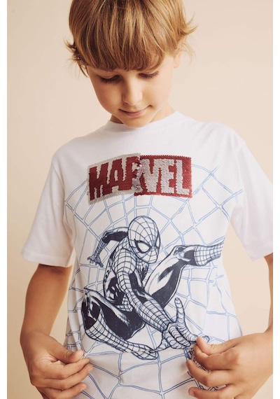 Defacto Marvel New Regular Fıt Bisiklet Yaka Kısa Kollu Tişört Erkek Çocuk H8257a826hswt34 Beyaz-wt34
