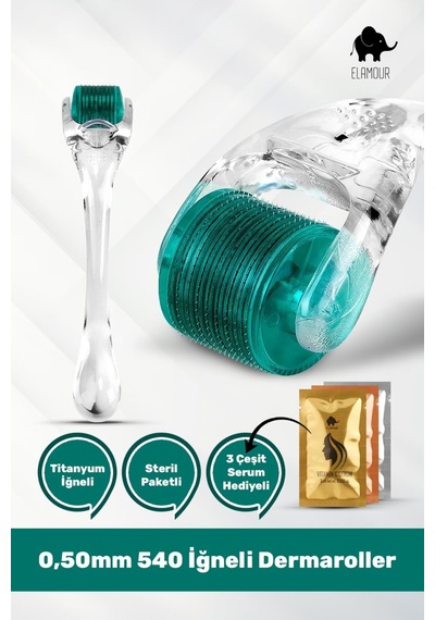 0,50mm 540 Iğneli Saç Ve Cilt Bakım Dermaroller - Orijinal Titanyum Iğneli - Serum Seti Hediyeli