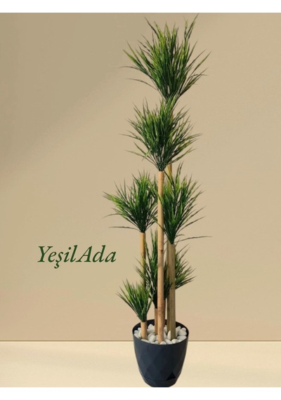 Yapay Püskül Ağacı 1.35 Metre Boyunda Bambu Gövdeli Püskül Ağacı Yeşil Karışık