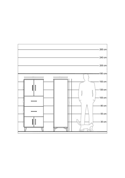 Hyperion Dolap 2 Raflı 2 Çekmeceli 4 Kapaklı 60x44x163 Aytaşı-çam Aytası