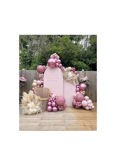 Krom Pembe Retro Pınk Blush Ve Rosewoood Balon Zinciri 100 Adet Mix