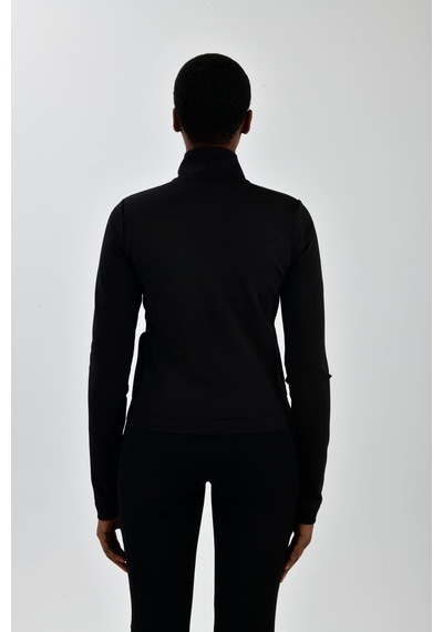 United Colors of Benetton Kadın Sol Göğsü Logo Detaylı Fermuarlı Sweatshirt Siyah