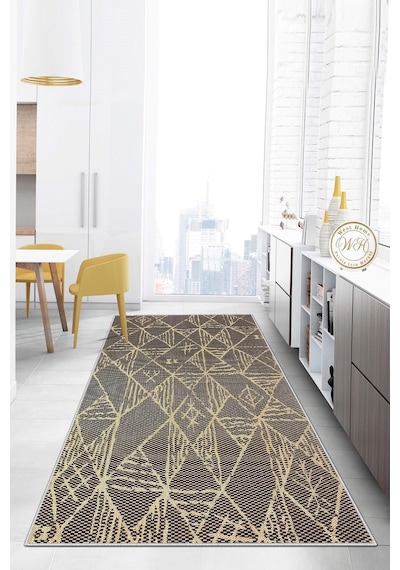West Home Makinede Yıkanabilir Kaymaz Taban Leke Tutmaz Mutfak Halısı Salon Halısı Ve Yolluk Wh 588 Black