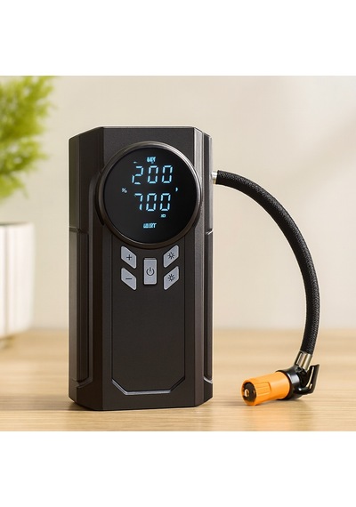 Akü Takviyeli 4-in-1 Kompresörlü Hava Pompası 12v, Dijital Ekran