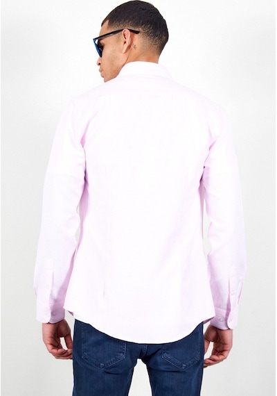Pembe Erkek Kolay Ütülenebilir Standart Fit Normal Kesim Oxford Gömlek