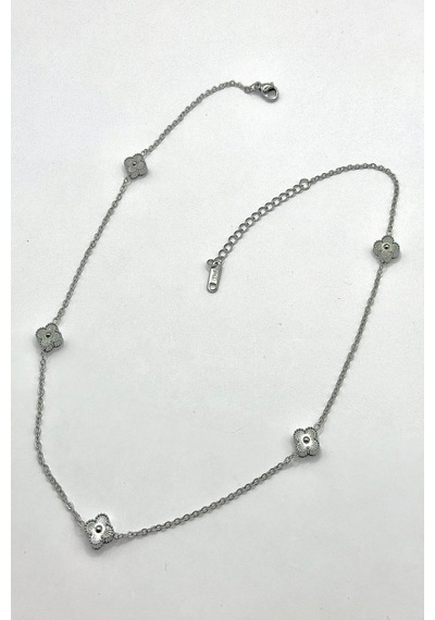 Kadın Çelik Kolye Düz Minimal Yonca Marka Model Kolye Çok Renkli