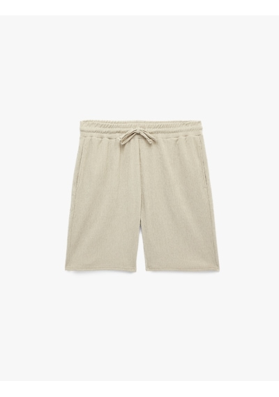 Koton Viskon Karışımlı Dokulu Rahat Kalıp Beli Bağcıklı Spor Şort Bej 6sam40117nk 31x Koton Viskon Karışımlı Dokulu Rahat Kalıp Beli Bağcıklı Spor Şort Bej 6sam40117nk 31x