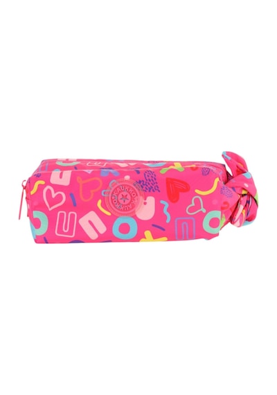 Kaukko Kız Çocuk İki Bölmeli Pembe Kaukko Kalp Baskılı Kalem Çantası/kalemlik - K2694 Pembe
