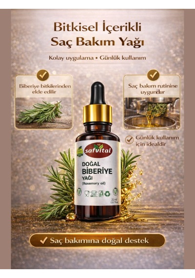 Safvital Biberiye Yağı 20 Ml - Saç Ve Cilt Bakım & Aromaterapi Bitkisel Kullanıma Uygun Saç Derisi Bakım Yağı