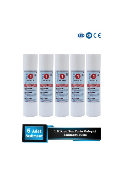 Sumarkt Açık Kasa Su Arıtma Cihazı 10 Inç 1 Mikron Sediment Spun Filtre 5 Adet