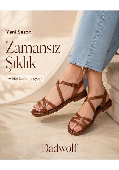 Dadwolf Rahat Taban Çok Bantlı Bilekten Tokalı Yazlık Gladyatör Model Düz Taban Sandalet Taba Dadwolf Rahat Taban Çok Bantlı Bilekten Tokalı Yazlık Gladyatör Model Düz Taban Sandalet Taba