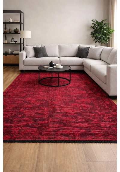 Hoom Rugs Vintage Vtg 115 Bordo Dekoratif Yıkanabilir Kilim Bordo